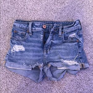 American Eagle Blue Distressed Jean Shorts